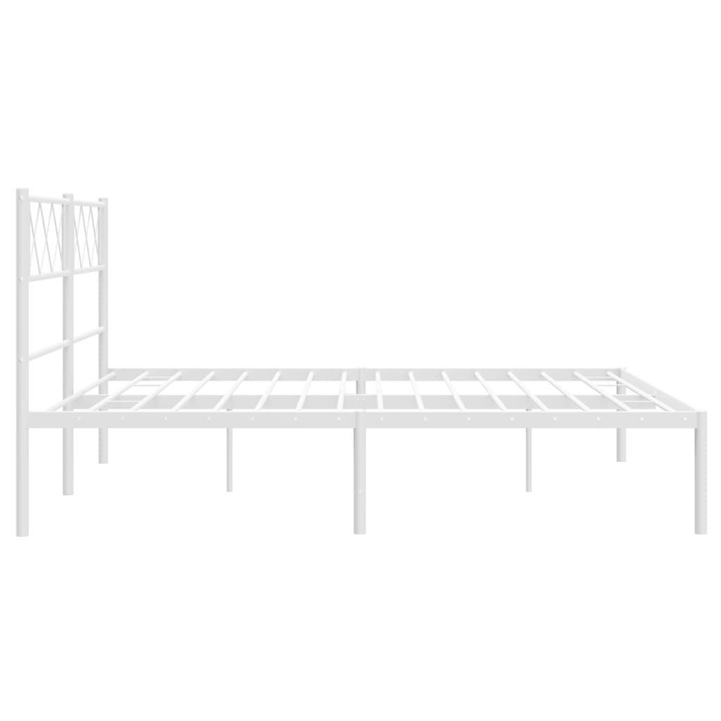 Metal Bed Frame without Mattress with Headboard White 120x200cm