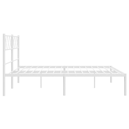 Metal Bed Frame without Mattress with Headboard White 120x200cm