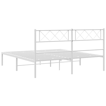 Metal Bed Frame without Mattress with Headboard White 120x200cm