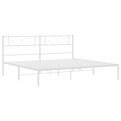 Metal Bed Frame without Mattress with Headboard White 160x200cm