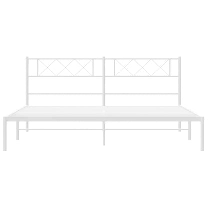 Metal Bed Frame without Mattress with Headboard White 160x200cm