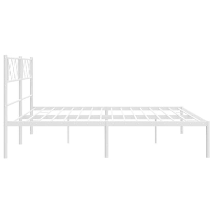 Metal Bed Frame without Mattress with Headboard White 160x200cm