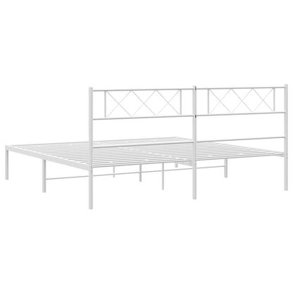 Metal Bed Frame without Mattress with Headboard White 160x200cm