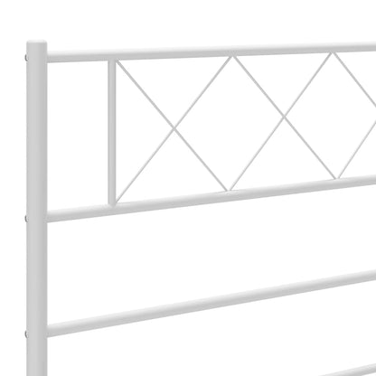 Metal Bed Frame without Mattress with Headboard White 160x200cm