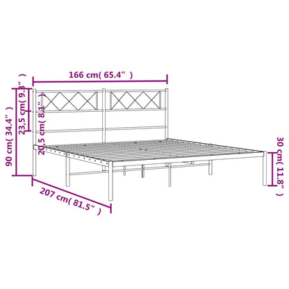 Metal Bed Frame without Mattress with Headboard White 160x200cm