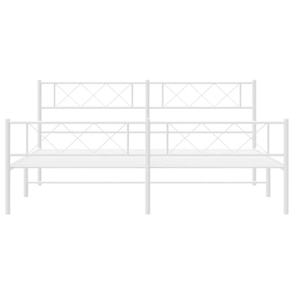 Metal Bed Frame without Mattress with Footboard White 200x200cm