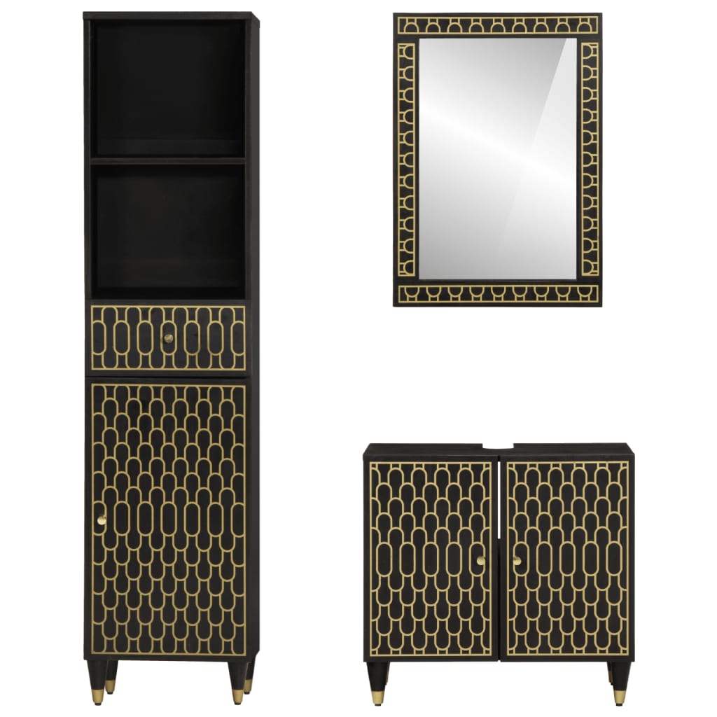 3 Piece Bathroom Furniture Set Solid Wood Mango