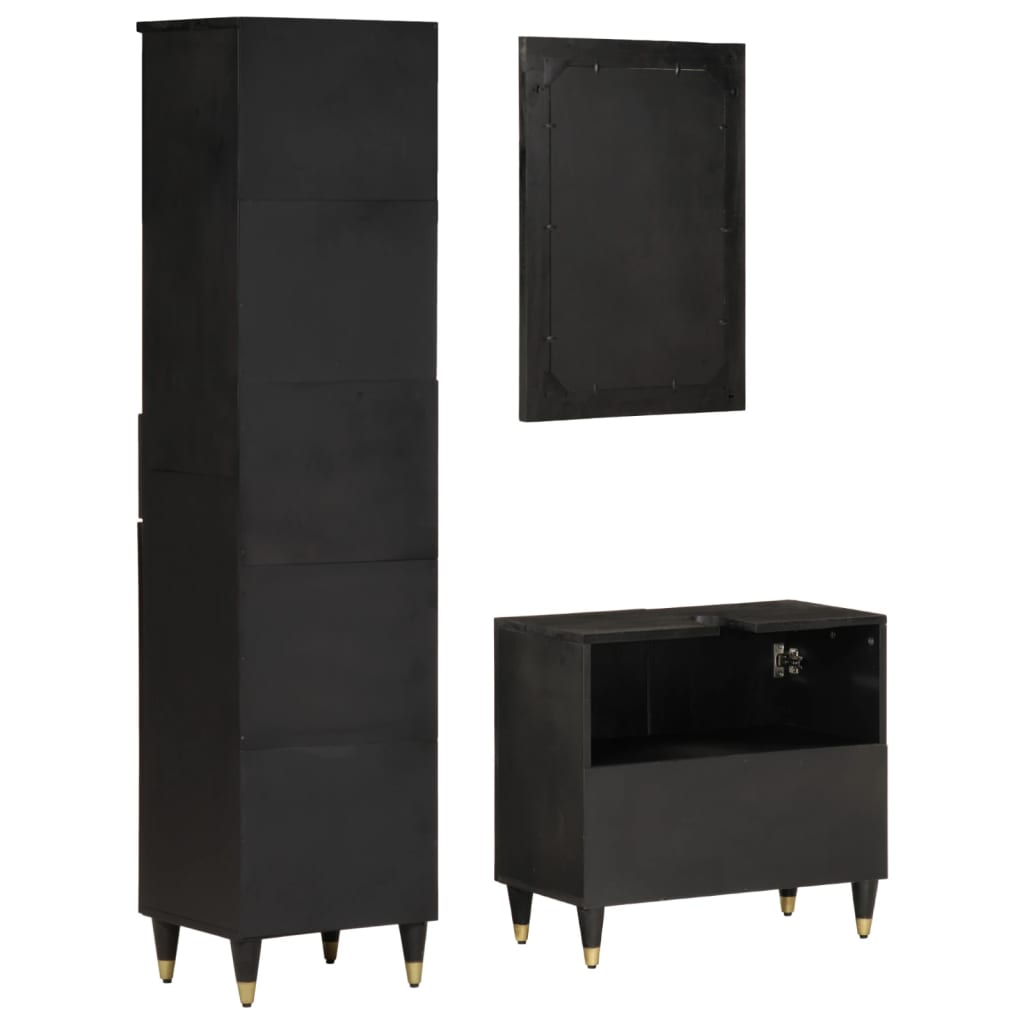 3 Piece Bathroom Furniture Set Solid Wood Mango