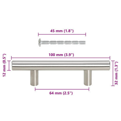 Cabinet Handles 10 pcs Silver 64 mm Stainless Steel