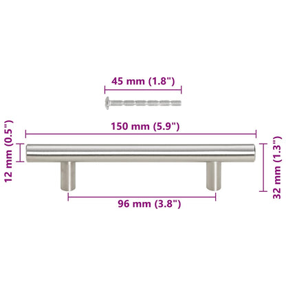Cabinet Handles 10 pcs Silver 96 mm Stainless Steel