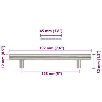 Cabinet Handles 10 pcs Silver 128 mm Stainless Steel