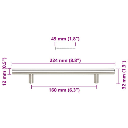 Cabinet Handles 10 pcs Silver 160 mm Stainless Steel