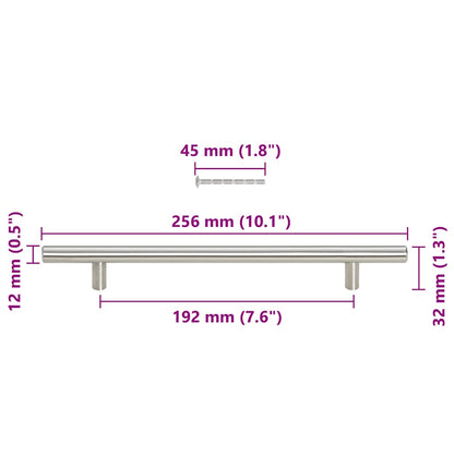 Cabinet Handles 5 pcs Silver 192 mm Stainless Steel