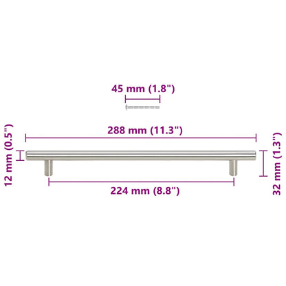 Cabinet Handles 5 pcs Silver 224 mm Stainless Steel