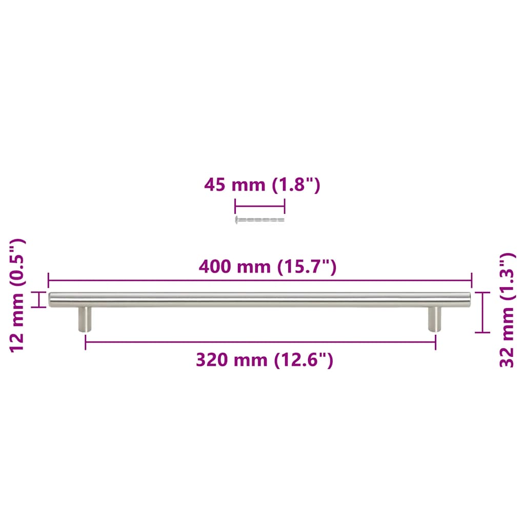 Cabinet Handles 5 pcs Silver 320 mm Stainless Steel
