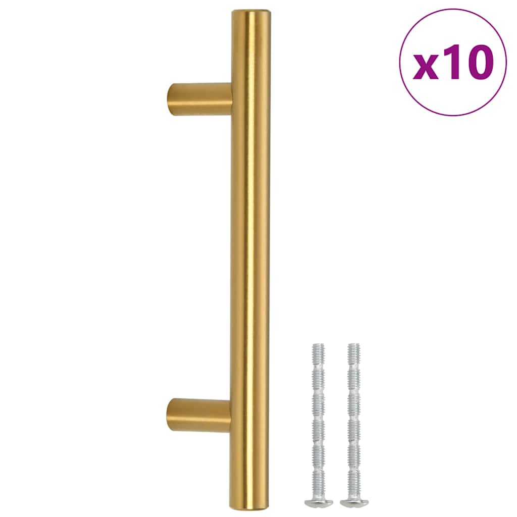 Cabinet Handles 10 pcs Gold 96 mm Stainless Steel