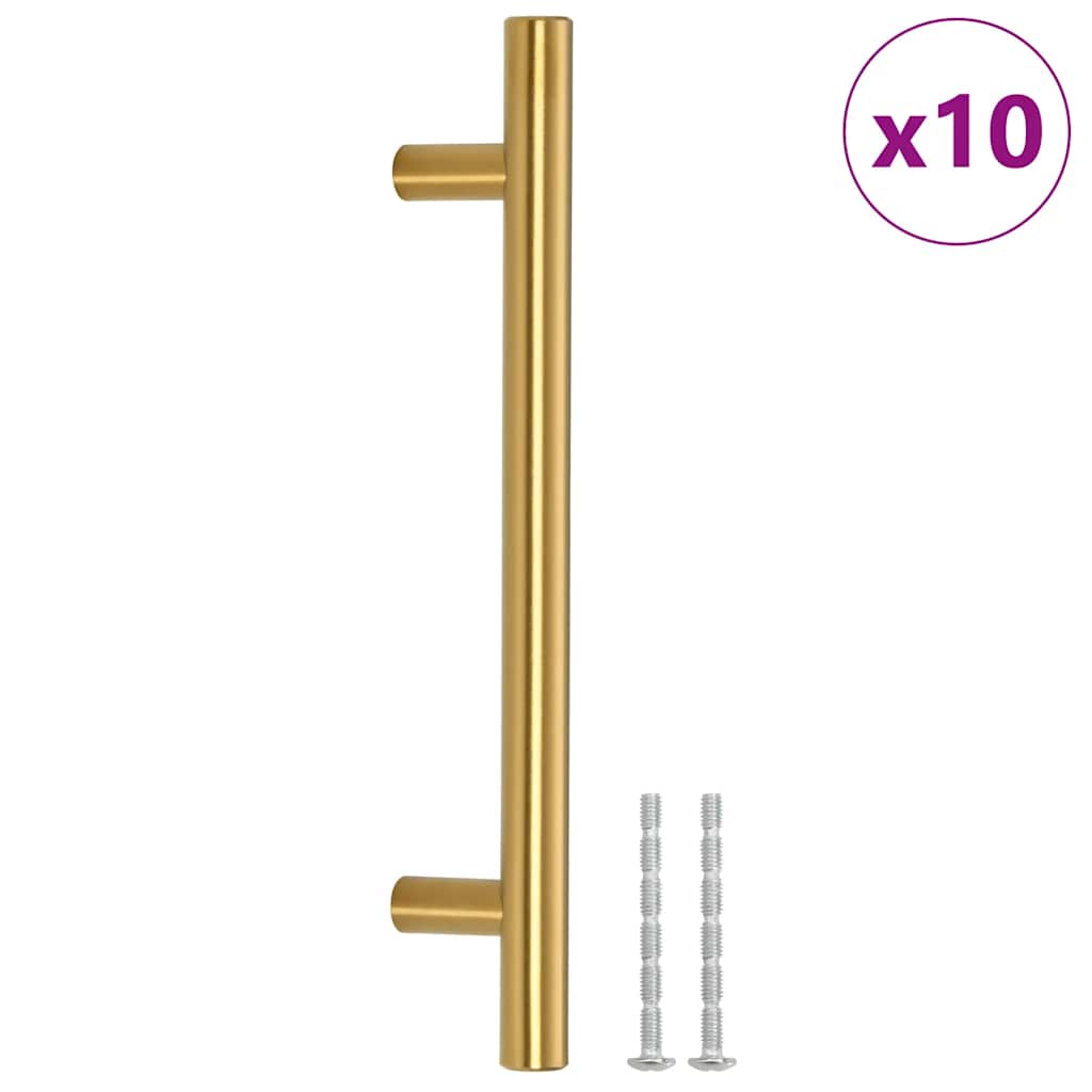 Cabinet Handles 10 pcs Gold 128 mm Stainless Steel