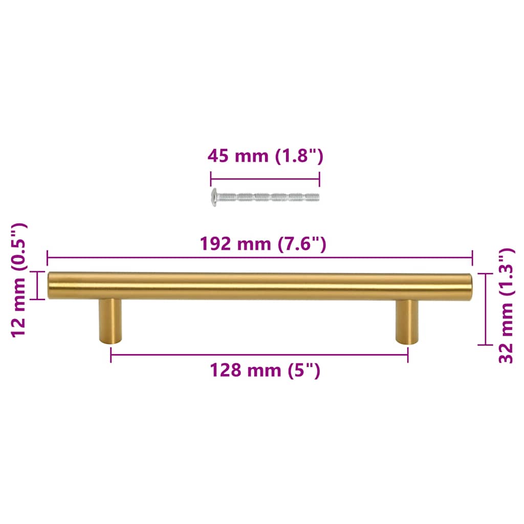 Cabinet Handles 10 pcs Gold 128 mm Stainless Steel