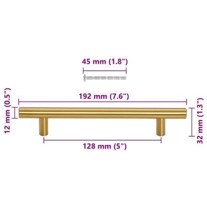 Cabinet Handles 10 pcs Gold 128 mm Stainless Steel
