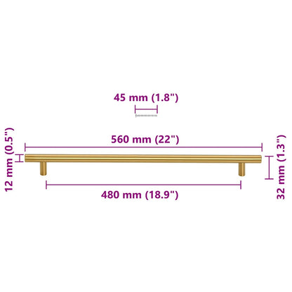 Cabinet Handles 5 pcs Gold 480 mm Stainless Steel