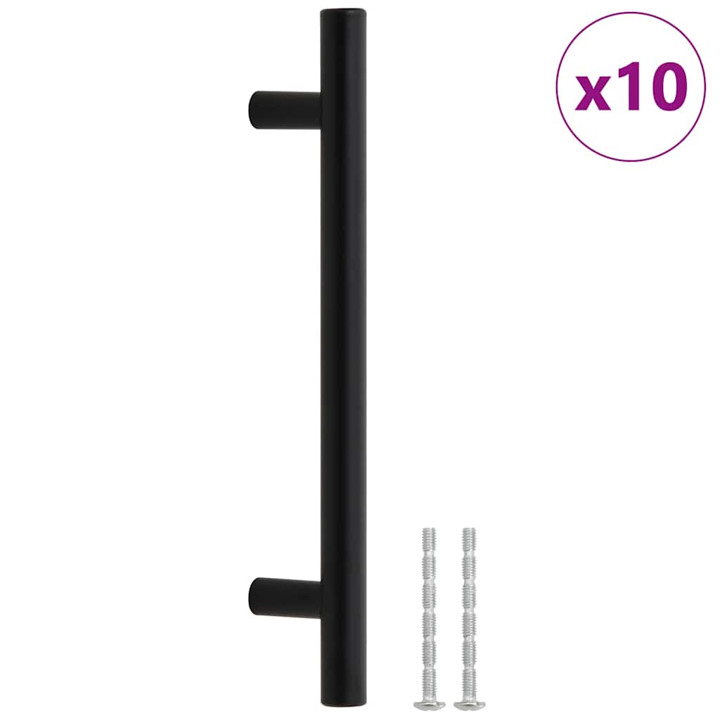 Cabinet Handles 10 pcs Black 128 mm Stainless Steel
