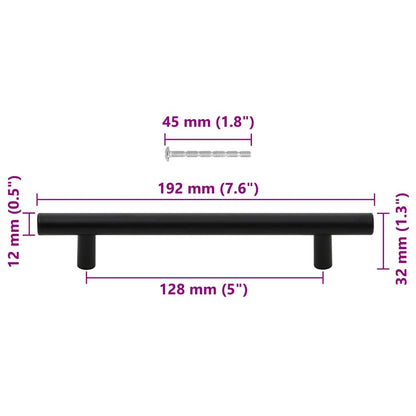 Cabinet Handles 10 pcs Black 128 mm Stainless Steel