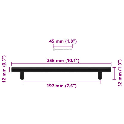 Cabinet Handles 5 pcs Black 192 mm Stainless Steel