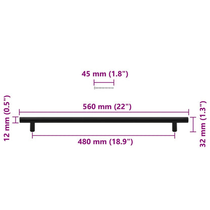 Cabinet Handles 5 pcs Black 480 mm Stainless Steel