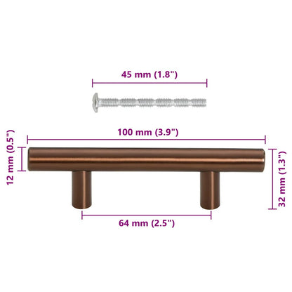 Cabinet Handles 10 pcs Bronze 64 mm Stainless Steel