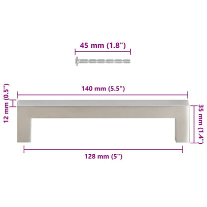 Cabinet Handles 10 pcs Silver 128 mm Stainless Steel