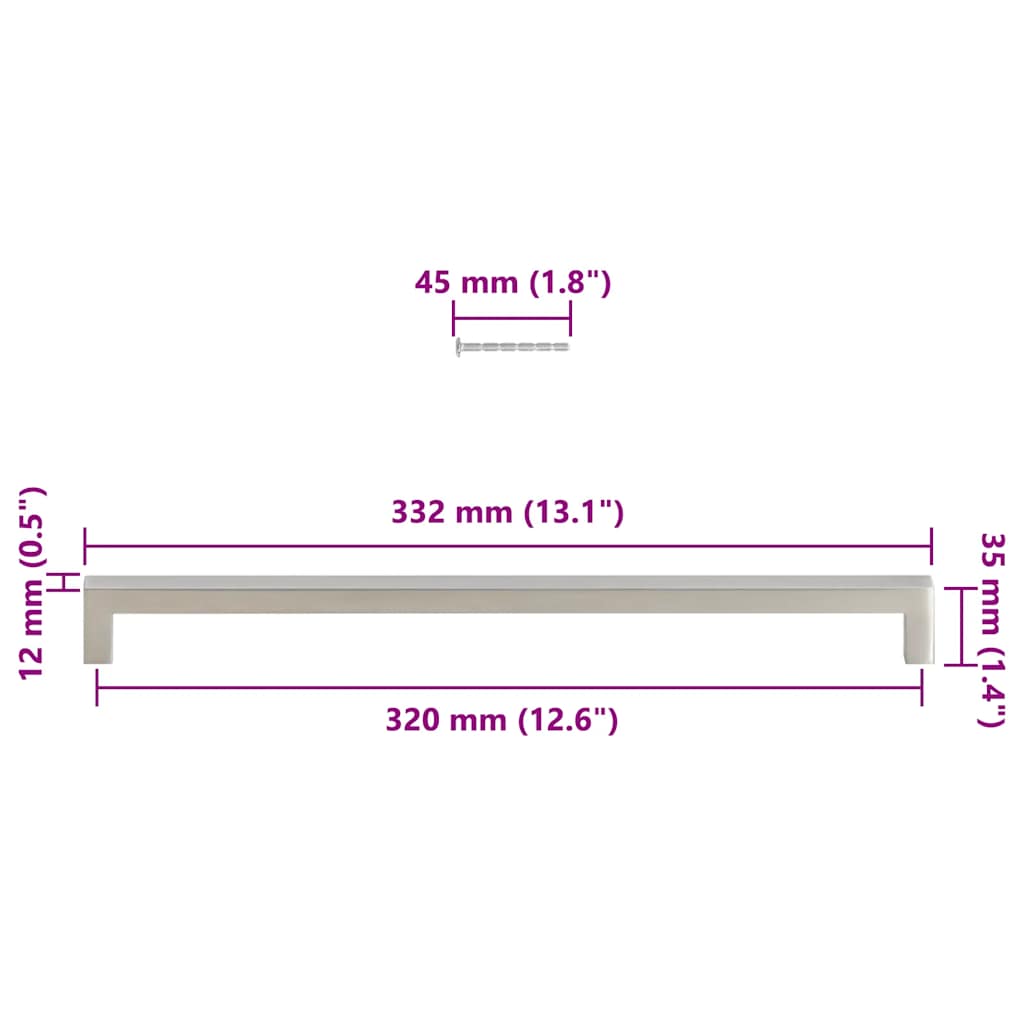 Cabinet Handles 5 pcs Silver 320 mm Stainless Steel