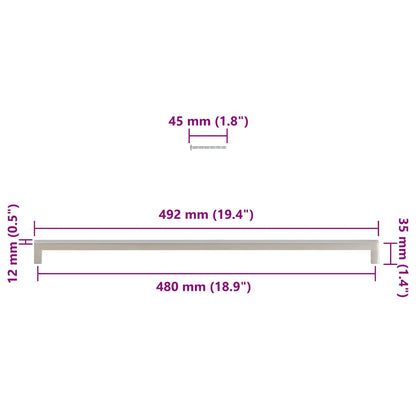 Cabinet Handles 5 pcs Silver 480 mm Stainless Steel