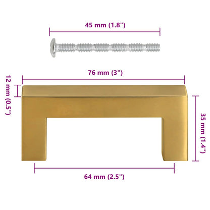 Cabinet Handles 10 pcs Gold 64 mm Stainless Steel