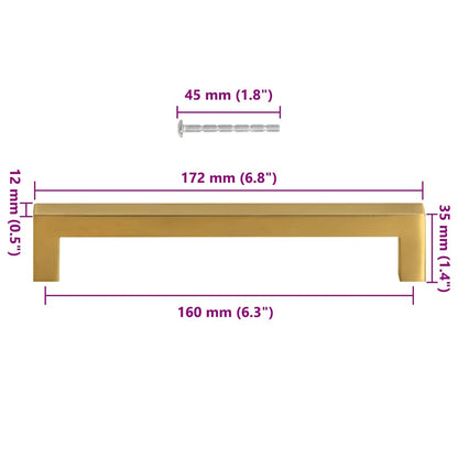 Cabinet Handles 10 pcs Gold 160 mm Stainless Steel