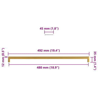 Cabinet Handles 5 pcs Gold 480 mm Stainless Steel