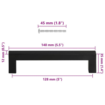 Cabinet Handles 10 pcs Black 128 mm Stainless Steel