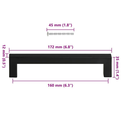 Cabinet Handles 10 pcs Black 160 mm Stainless Steel