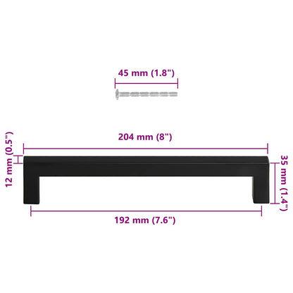 Cabinet Handles 5 pcs Black 192 mm Stainless Steel