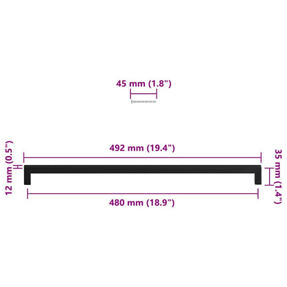 Cabinet Handles 5 pcs Black 480 mm Stainless Steel