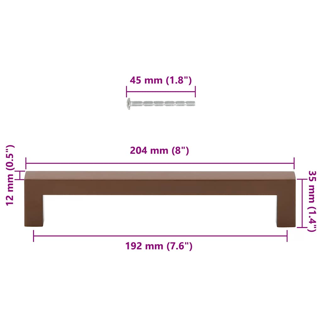Cabinet Handles 5 pcs Bronze 192 mm Stainless Steel