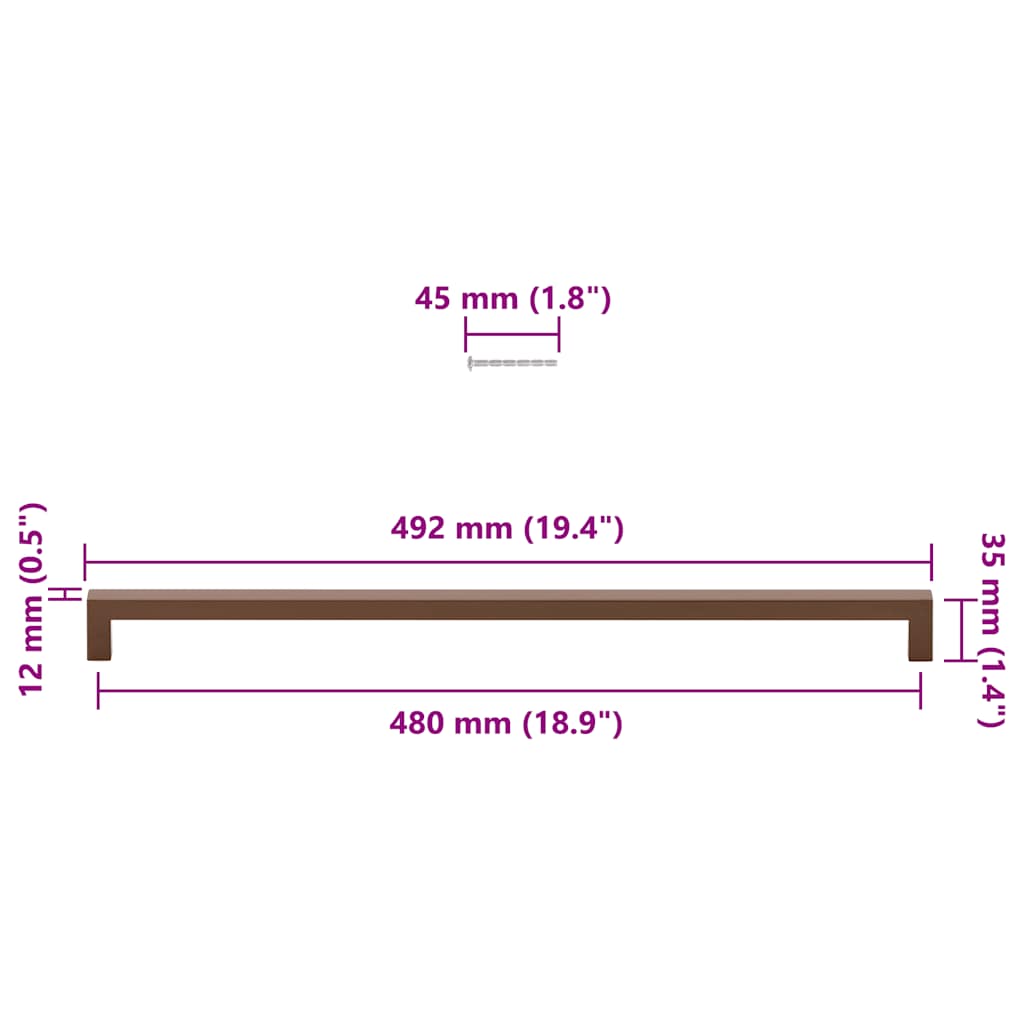 Cabinet Handles 5 pcs Bronze 480 mm Stainless Steel