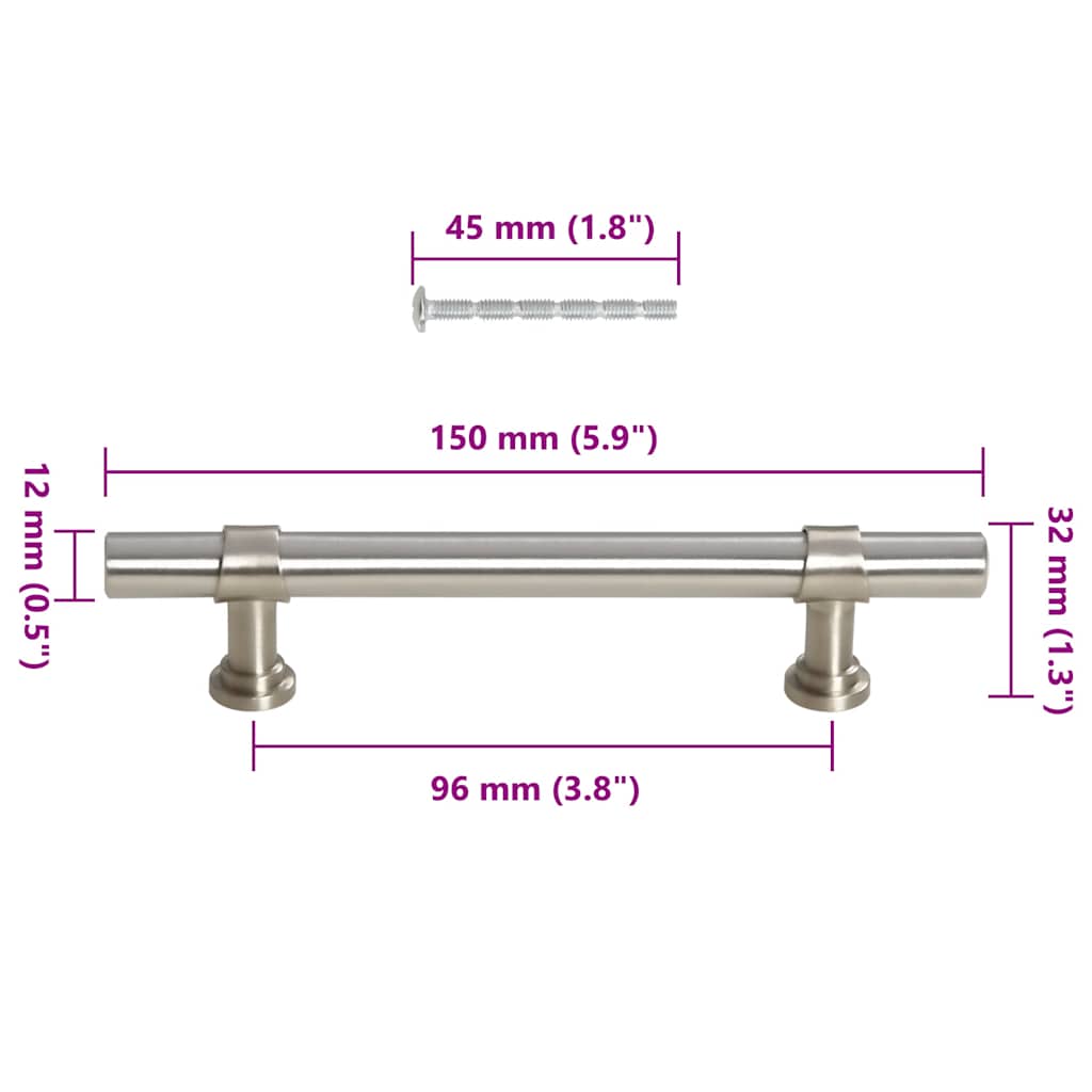 Cabinet Handles 10 pcs Silver 96 mm Stainless Steel