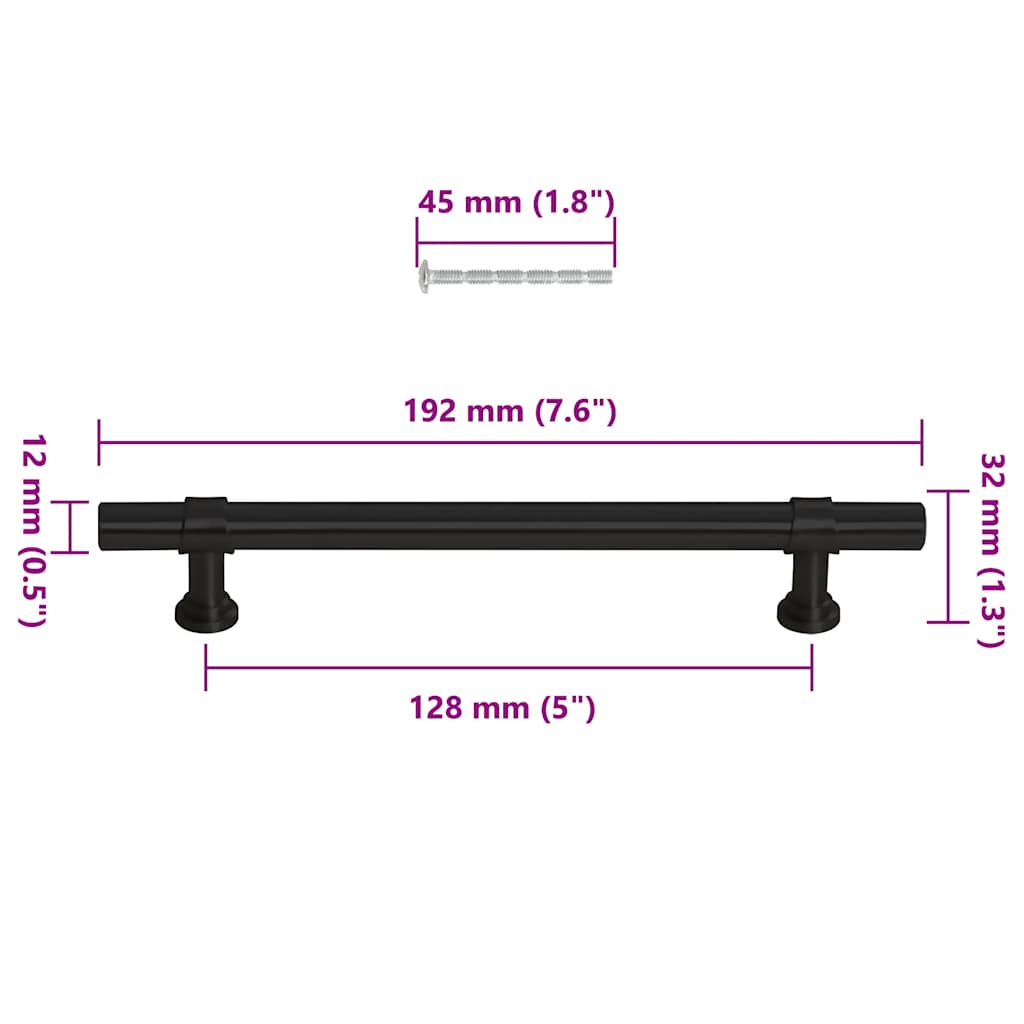 Cabinet Handles 10 pcs Black 128 mm Stainless Steel