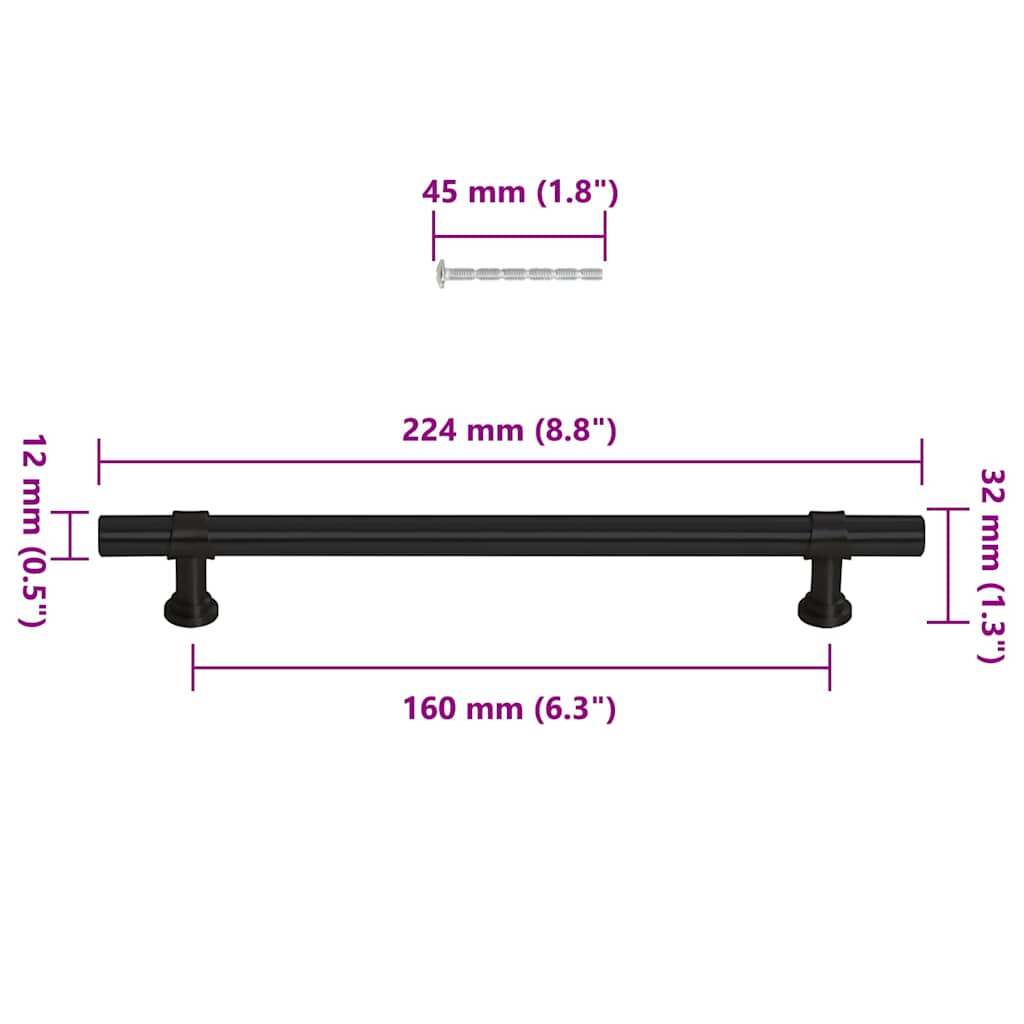 Cabinet Handles 10 pcs Black 160 mm Stainless Steel