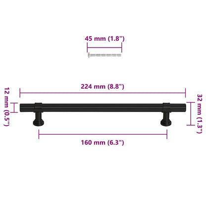 Cabinet Handles 10 pcs Black 160 mm Stainless Steel