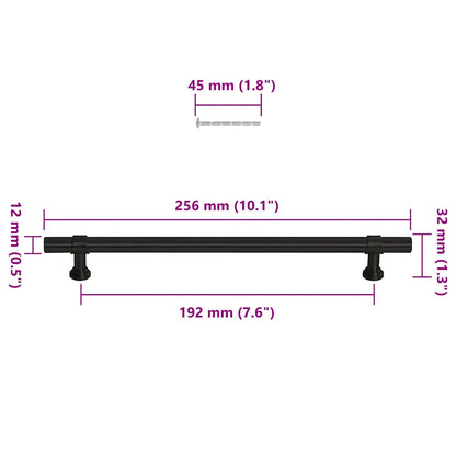 Cabinet Handles 5 pcs Black 192 mm Stainless Steel
