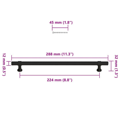 Cabinet Handles 5 pcs Black 224 mm Stainless Steel