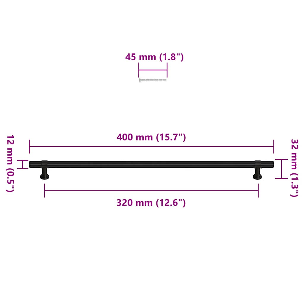 Cabinet Handles 5 pcs Black 320 mm Stainless Steel