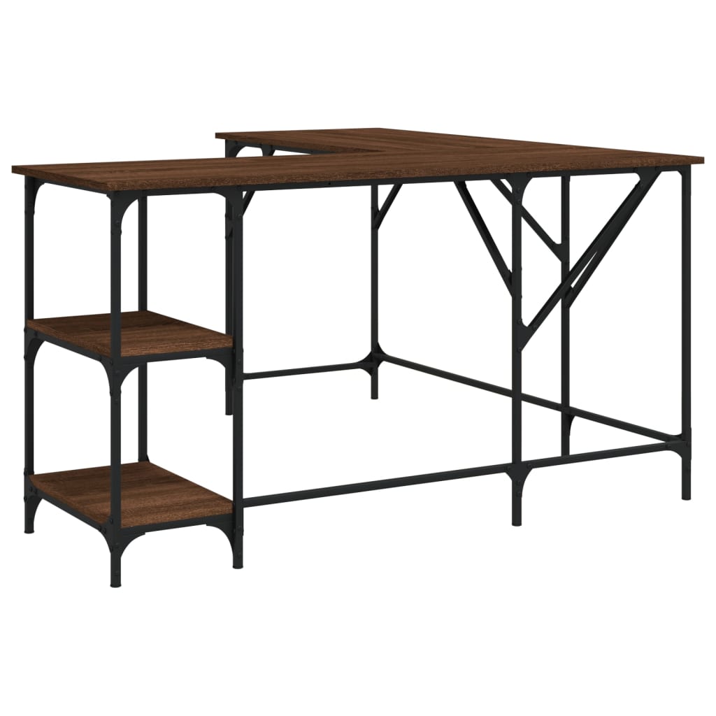 Desk Brown Oak 139x139x75 cm Engineered Wood