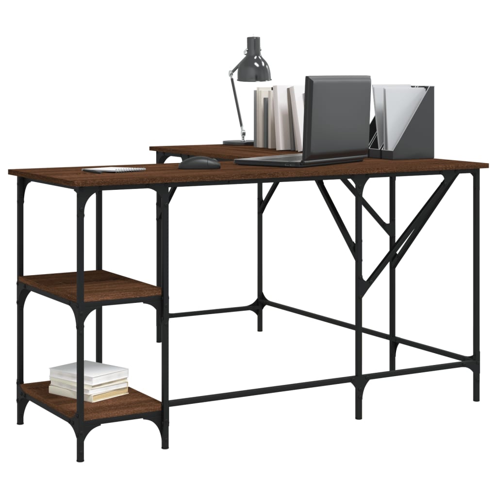 Desk Brown Oak 139x139x75 cm Engineered Wood